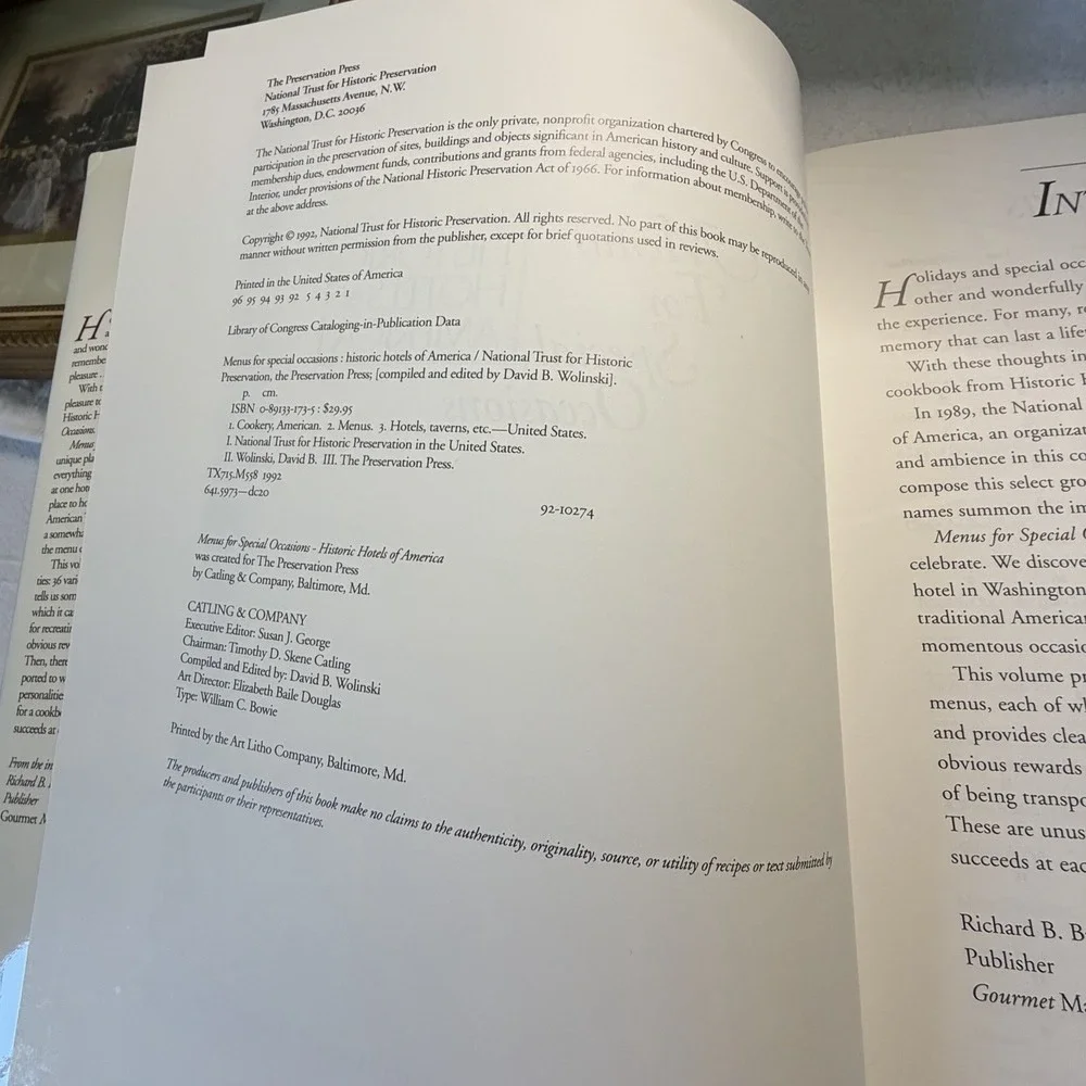 Menus for Special Occasions from Historic Hotels of America by National Trust...